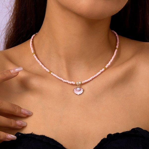 Boho Cute Starfish Shell Rice Beads Necklace for Women Summer Beach Sexy Short Choker Neck Chain Jewelry Vacation Accessories