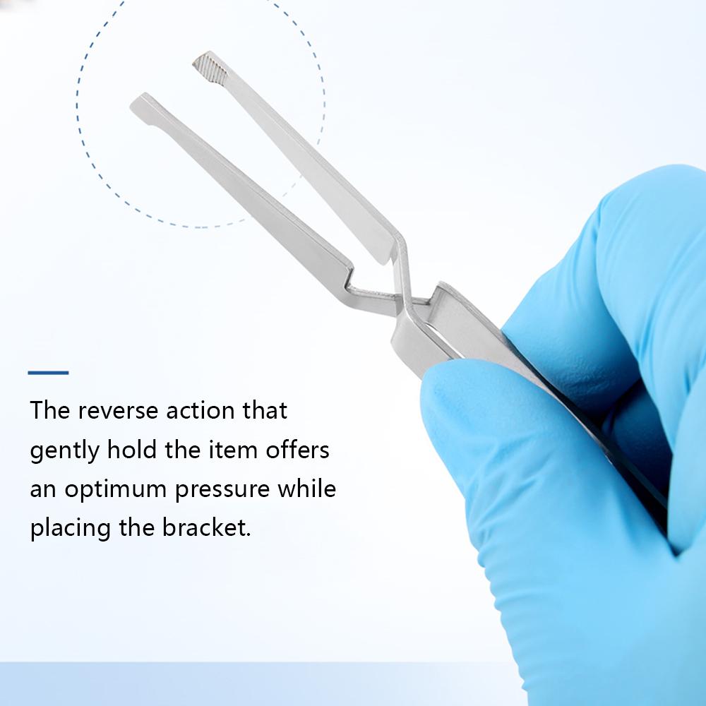 Dental Pinzetten mit umgekehrter Wirkung - Gezahnte Spitze für Bukkalröhrchen & kieferorthopädische Brackets | Kieferorthopädische Zangen aus Edelstahl