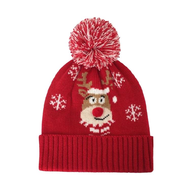 Trendy Santa Claus Beanie Hat Windproof Elk Knit Hat Wool Hat All-match Winter