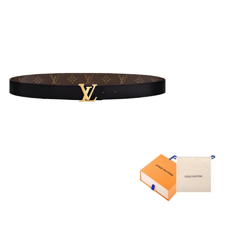 LOUIS VUITTON Monogram Canvas Leather Belts Womens Black/Brown Width 3cm