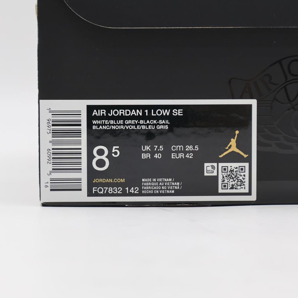 FQ7832-142 Nike Air Jordan 1 Low SE White Black Sail Blue Grey (Men's)