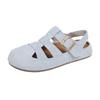 Fashion Women's Casual Round Head Flat Shoes Summer New Baotou Cow Suede Metal Buckle Soft Sole Anti-slip Wear-resistant Sandals