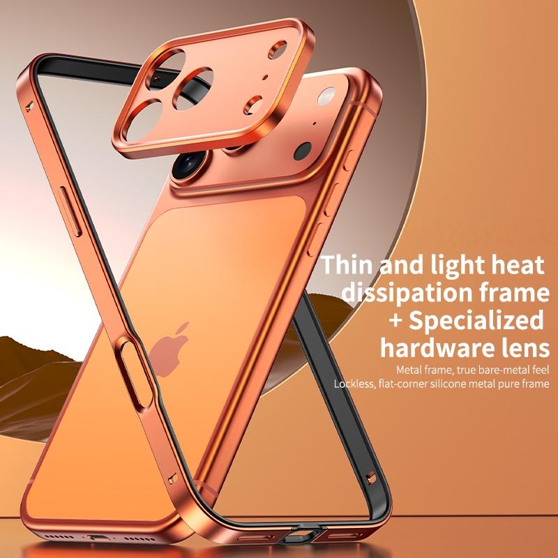 Custodia con Telaio in Lega di Alluminio per Telefono Per 17 Air 16 15 14 13 Pro Max Plus Protezione Lente Fotocamera in Metallo Paraurti in Silicone Antiurto