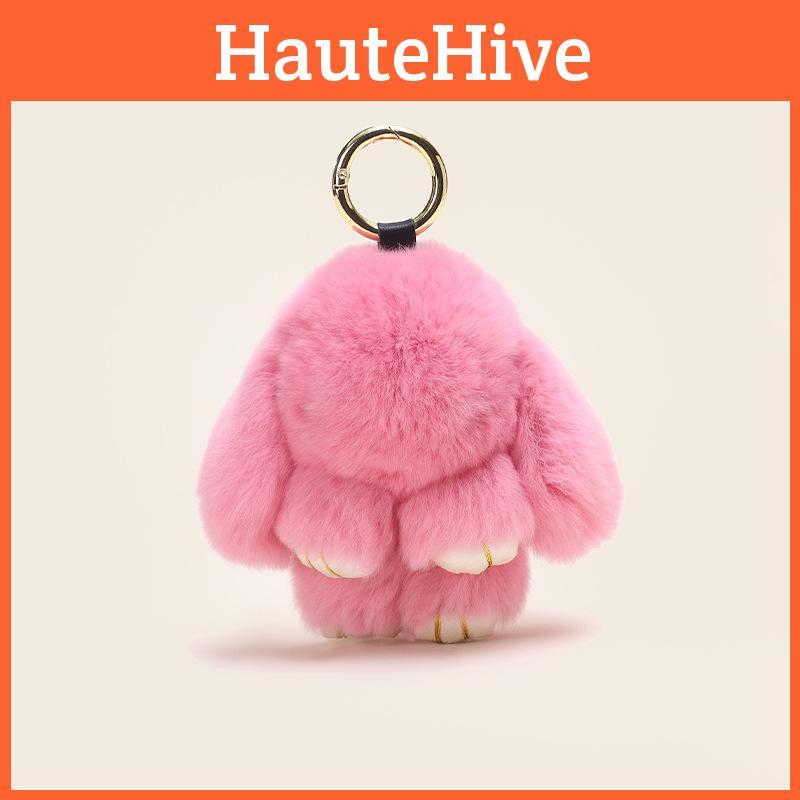 Whimsical Rabbit Plush Fur Keychain Colorful Bunny Gift Accessory For Style Girls