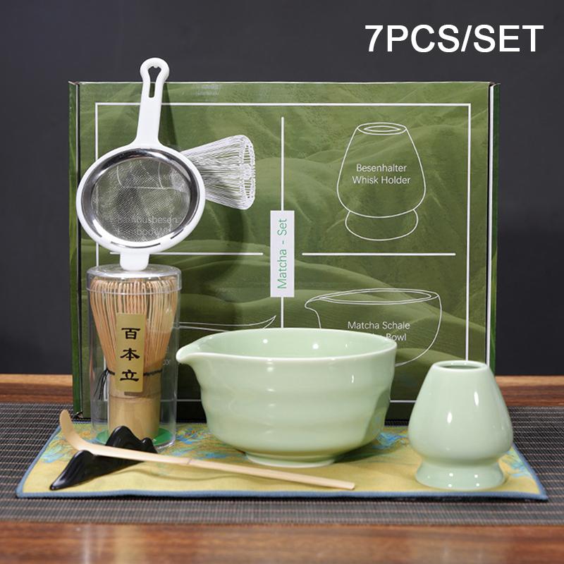 7pcs Japanese Matcha Making Set Bamboo Matcha Brush Exquisite Matcha Bowl Gift Box With Whisk Sumptuous Tea Tools Great Gifts