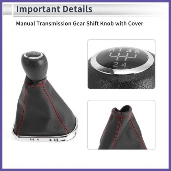 5 Speed Gear Shifter Knob with Cover for Chevrolet Cruze 10-15 Faux Leather