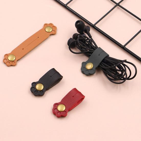 Kedi Pati Kablo Düzenleyici Klipsli Kablo Sarıcı Kulaklıklar Şarj Cihazları Veri Kabloları İçin Masayı Düzenli Tutar Suni Deri Pratik Masa Aksesuarı