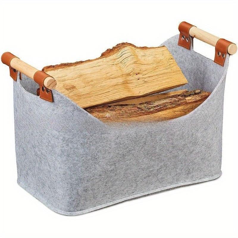 45 X 32 X 40 Cm Vedkorg Stor Kapacitet 57 L Hopfällbar Träkorg Hopfällbar Förvaringskorg för Kläder för Öppen Spis & Vedspis