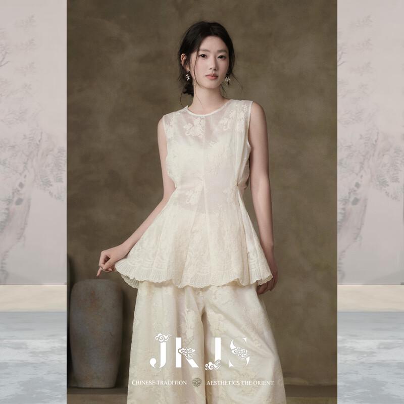 JK&JS Tencel Lyocell Embroidered Sleeveless Shirt L