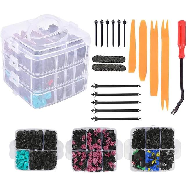 723PCS Car Retainer Clip & Plastic Fasteners Kit 23 Sizes tomotive Push Pin Rivets Set s Clip with Fasteners Remover Storage Box for Car Door Trim