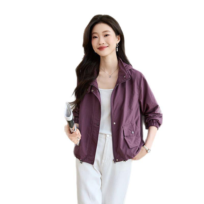 Huvförsedd basebolljacka för dam: Lättviktig, Lös passform, Koreansk stil för Vår & Höst