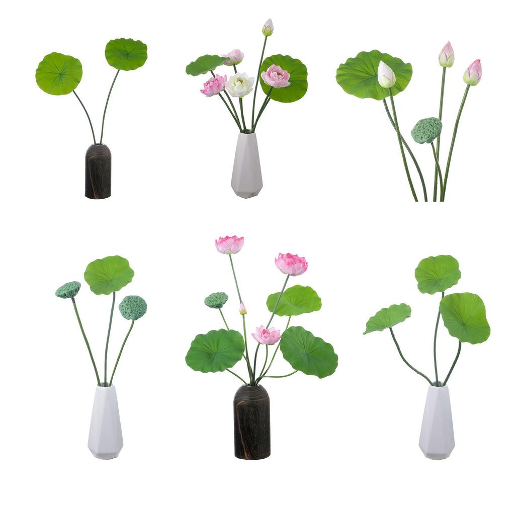 Lotus Flower & Leaf Artificial Decoration - Green Plant Handicraft INS Style for Wedding