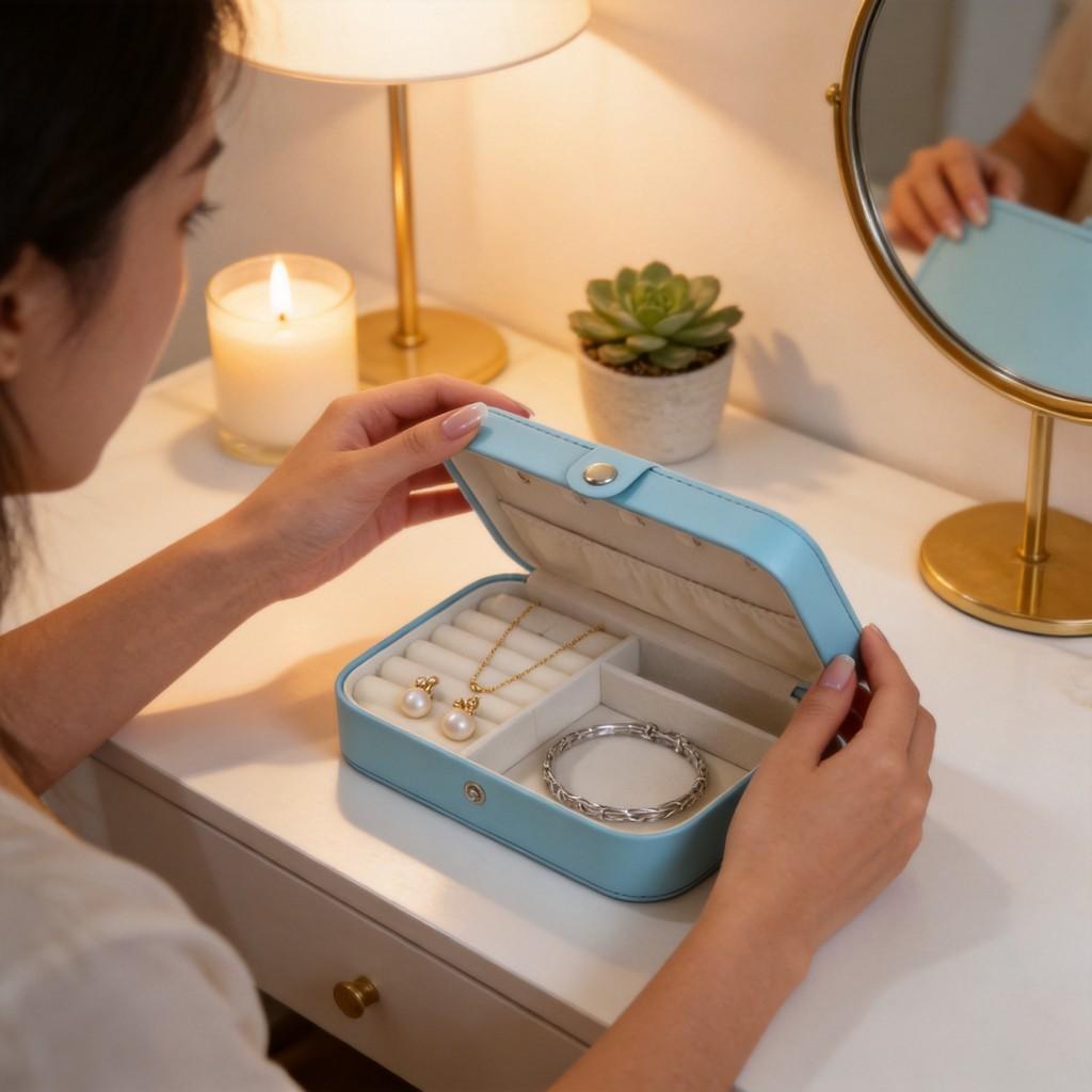 High End Jewelry Storage Box With Double Layers For Earrings Rings Necklaces And Bracelets
