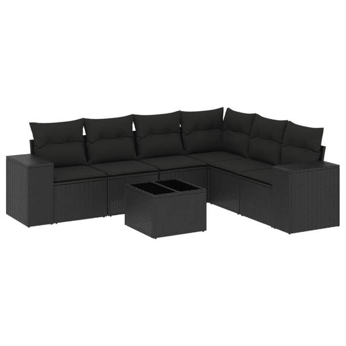 VidaXL Garden Lounge Set with Cushions 7 Pcs, Patio Sofas, Patio Furniture Set, Outdoor Furniture, Black 3254952