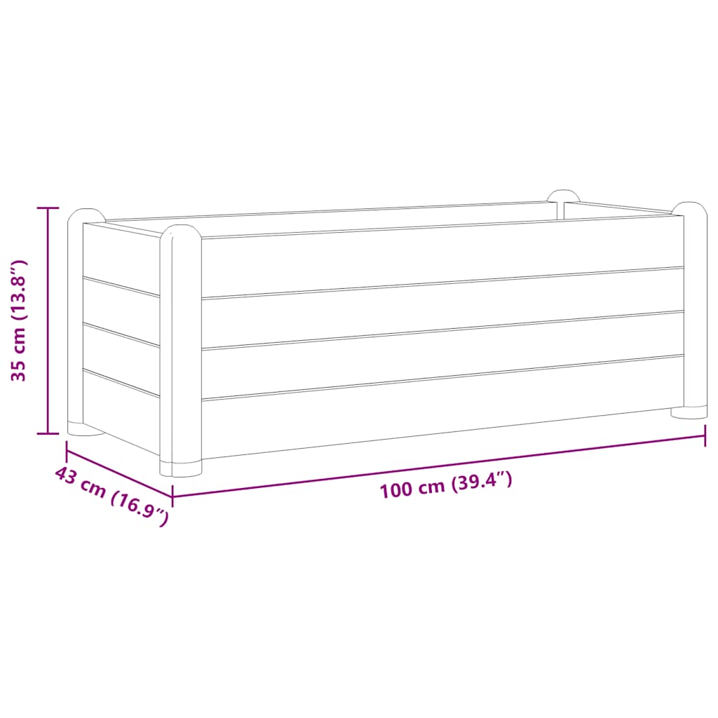 vidaXL Garten-Hochbeet PP Anthrazit 100x43x35 Cm