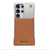  Leather Magsafe Bumper Case for Samsung Galaxy S25 S23 S24 Ultra Plus Borderless Aromatherapy Magnetic Frame PU Cover