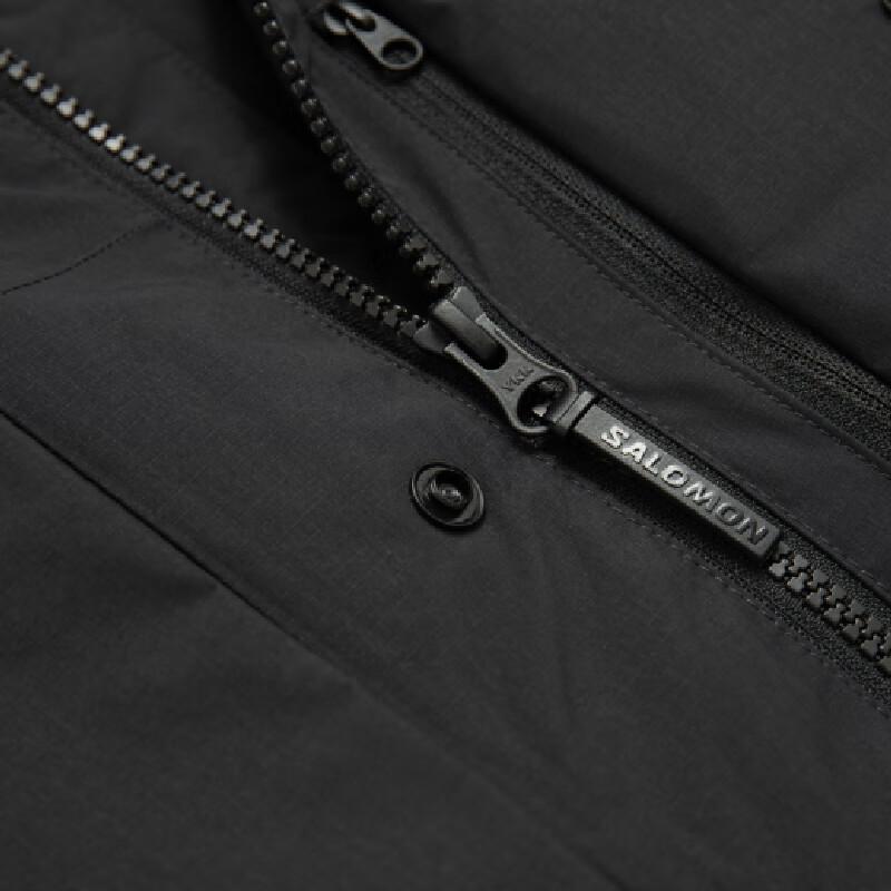 SALOMON Outlife FW24 Outdoor Series WP Down Hooded Water-Resistant Windproof Warm Jacket Unisex Jacket Deep-Black C23740