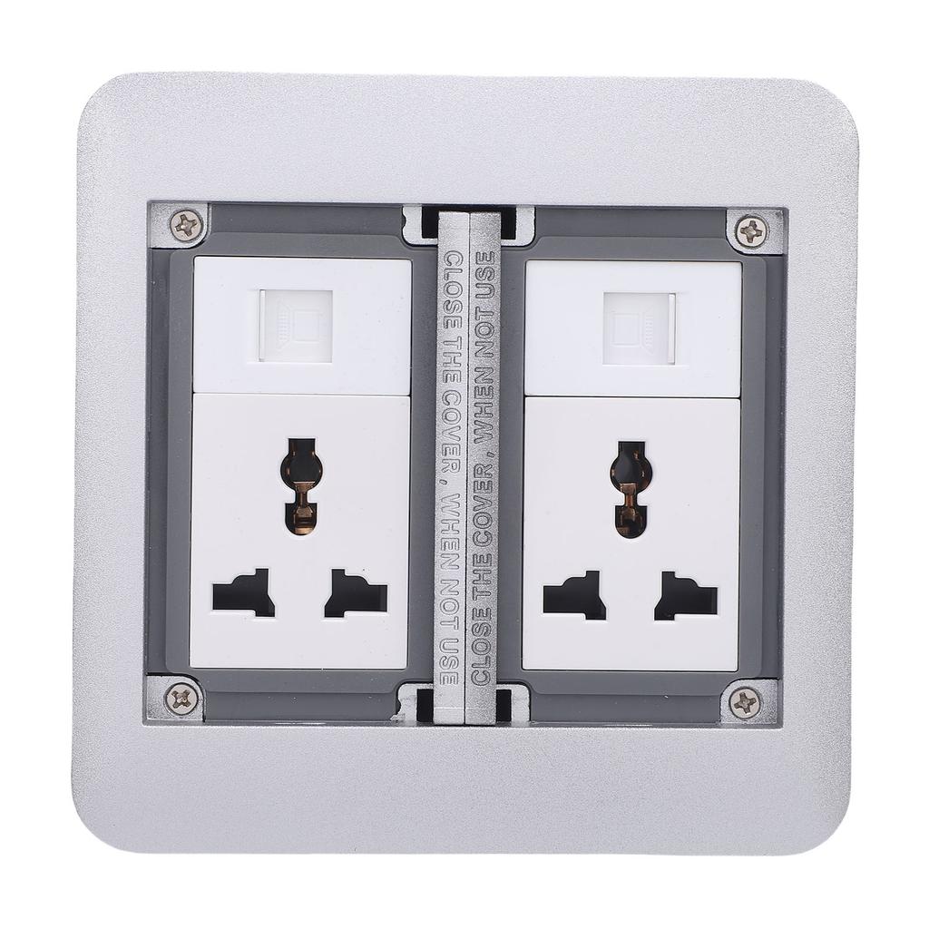 Desktop Socket Box 3 Prong Outlet and Network Port Double Door Recessed Floor Power Strip 4000W 16A