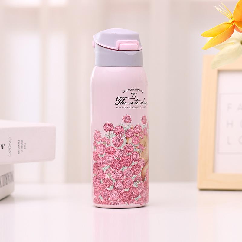 380/450ML Double Wall Sport Tea Coffee Thermos Hot water bottle 304 Stainless Steel Vacuum Flask mug with straw insulated cup
