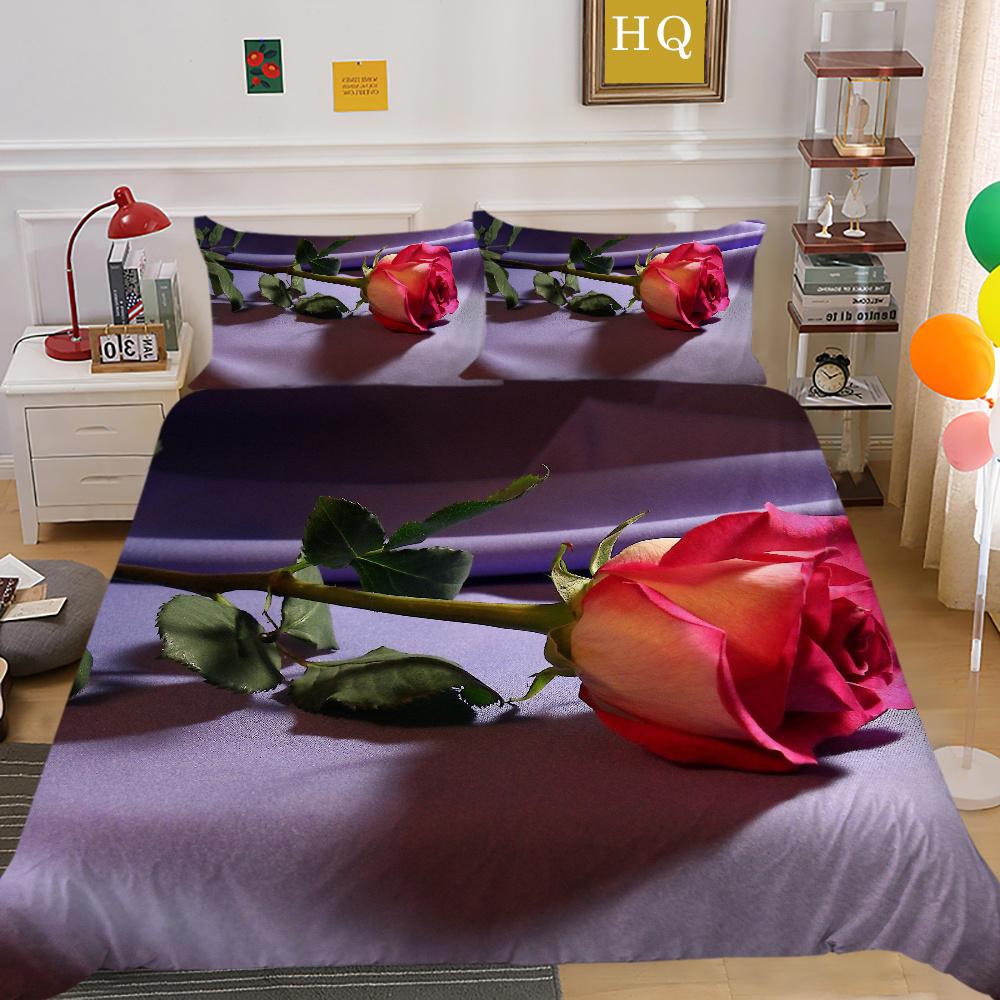 Flowers Printed Bed Set Cover Single Size Polyester Bed Clothes Girl Superior High Quality Bedroom Decor