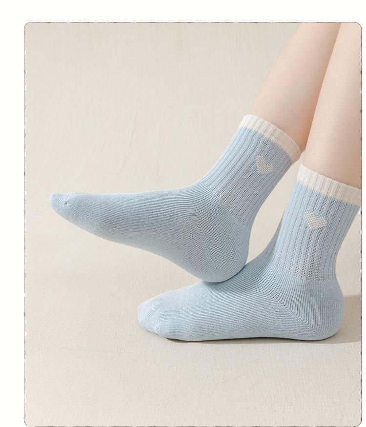 Girls’ Boneless Cotton Mid-Calf Socks - Breathable, Deodorant, Spring/Autumn Style