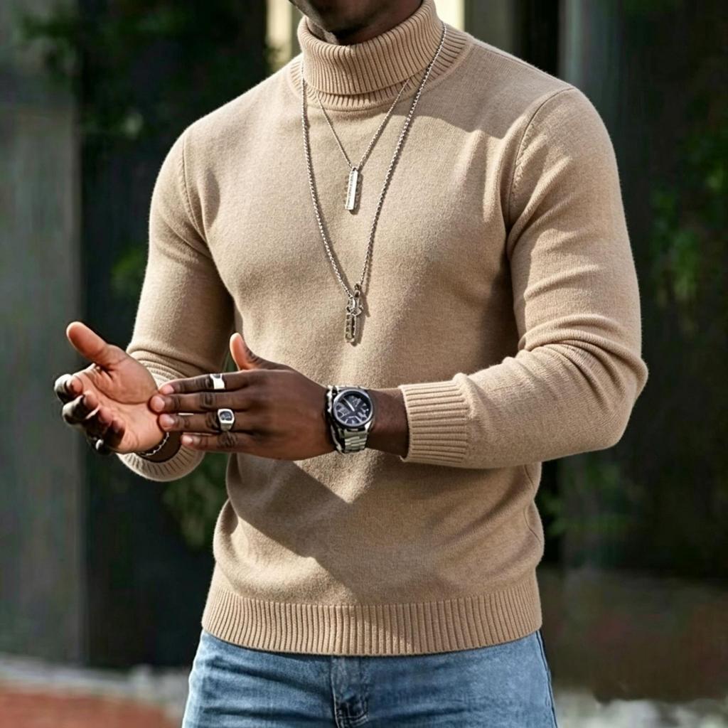 Men's Color Turtleneck Sweater for Casual Everyday Wear