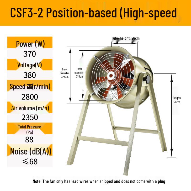 High-Temperature Axial Flow Kitchen Ventilation Fan, 380V/220V Industrial Exhaust, Silent Duct Type