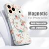 Pink Flowers Pattern Case For iPhone 17 Pro Max Magnetic For Magsafe Hybrid Slim Matte Cover For iPhone 16 15 14 13 Pro Max