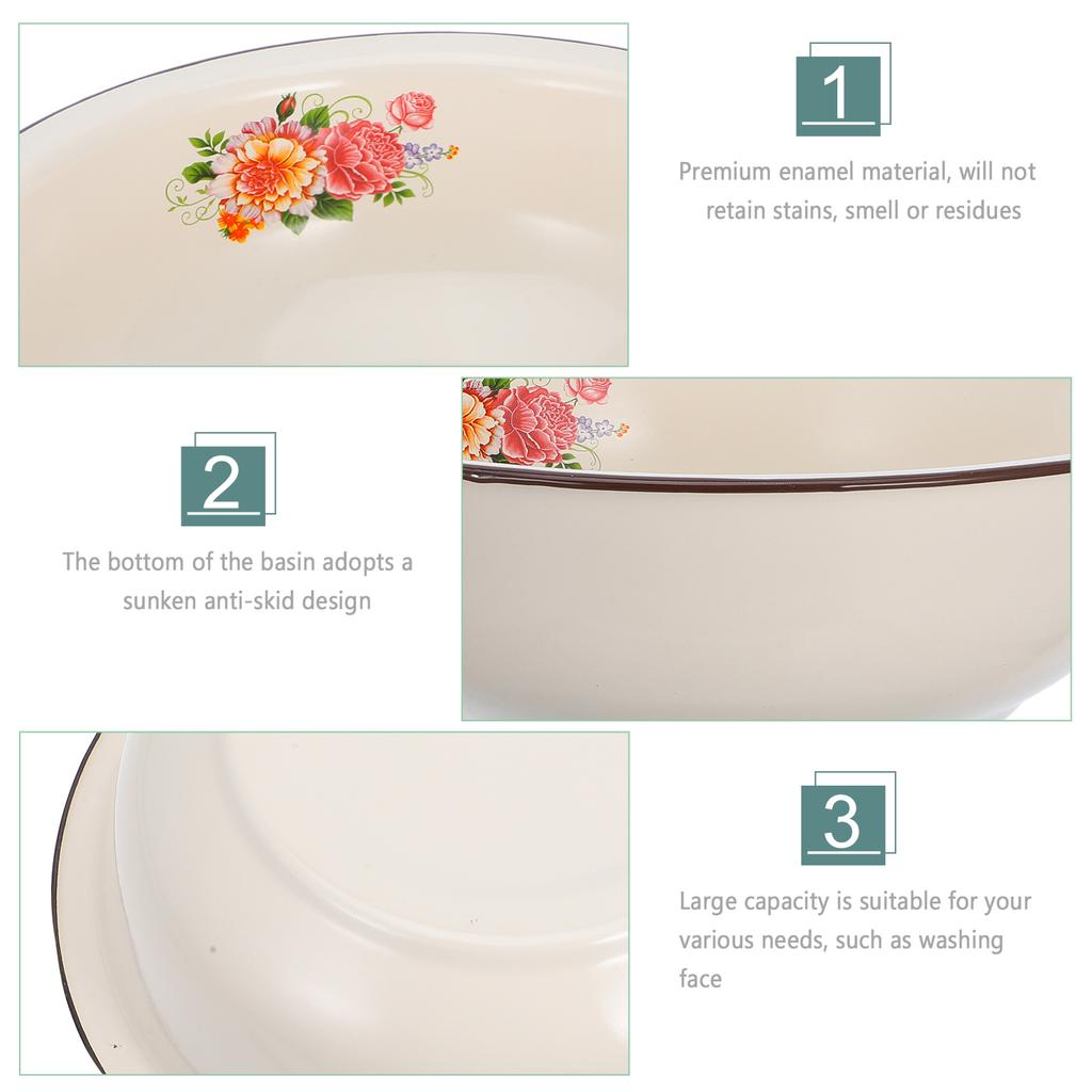 30CM Chińska Emaliowana Miska Duża Pojemność Misa Vintage Miski do Mieszania Kuchenna Miska na Owoce Forma do Ciasta Naczynia Emaliowane Miska do Mycia