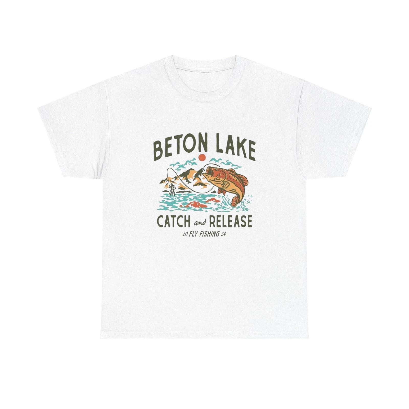 Beton Lake Fishing Graphic T Shirt Unisex Heavy Cotton Tee L