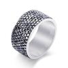 12MM Men's Titanium Steel Fashion Ring with Embedded Diamonds - Versatile Design, 8 Rows of Diamonds