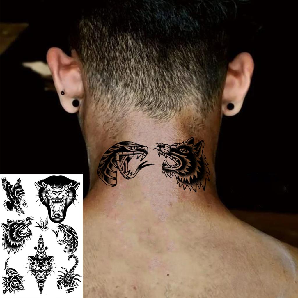 1 Foglio Tatuaggi Temporanei Tigre Falce Farfalla Per Dito Collo Adulto, Adesivi Tatuaggio Finto Temp Lunga Durata Realistico
