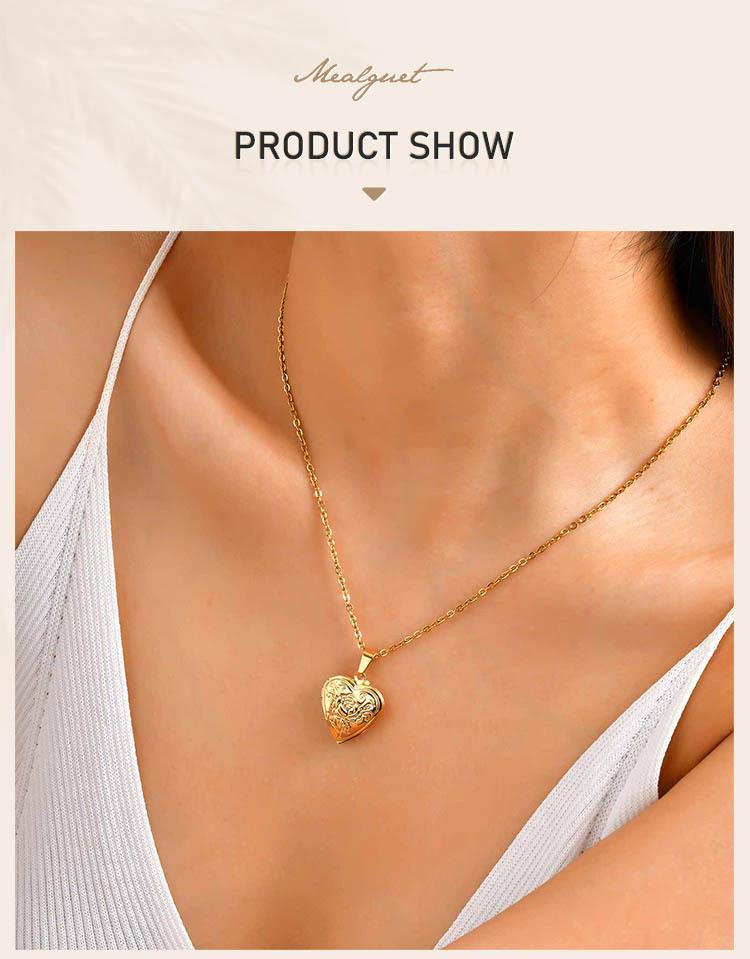 Personalized Photo Heart Pendants Necklace for Women, Vintage Flower Openable Frame Engraved Picture Locket Necklace