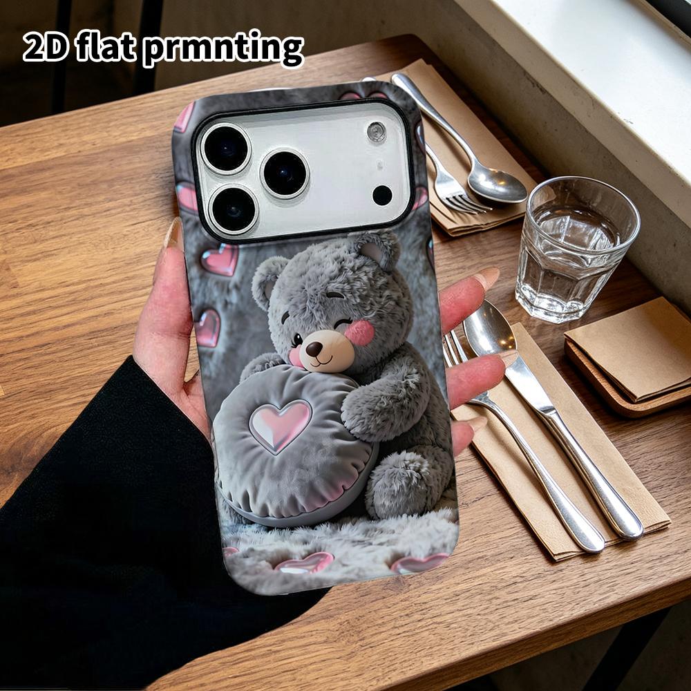 Phone Case: 2D Flat Design Suitable for iPhone 18, 17, 16, 15, 14, 13 Pro Film Protective Case, Couple Style, Hugging Little Bear, Christmas and Hallo