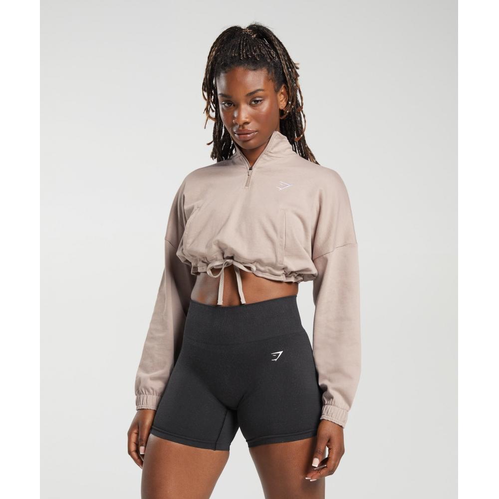 

Легкий пуловер GYMSHARK Lifting на 1 4 молнии Stone Pink B5A9U KBS4