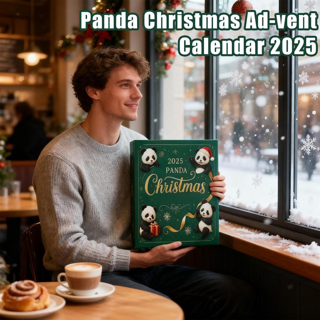 Calendário de Contagem Regressiva de Natal Panda - 24 Dias Ornamento Panda Plano Calendário do Advento para Parede, Mesa, Árvore, Presente para Crianças, Adolescentes