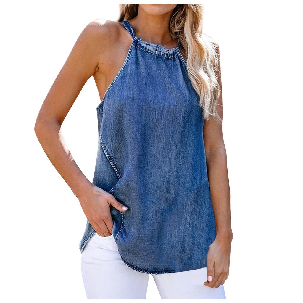 Leewa Womens Sling Tank Top Backless Cross Blouse Casual Sleeveless Summer Shirt Tank Tops Casual