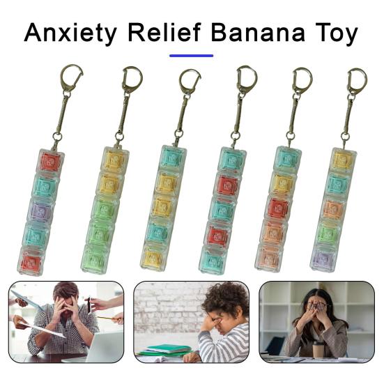 Keyboard Fidget Toy 5-Keys Anxiety Relief Finger Clicker Keychain Focus Aid Clear Keycap Keyboard Decompression Button Sensory