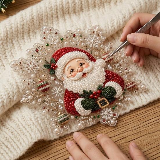 Funkelnde Schneeflocken Bastelprojekte Weihnachten Faux Perlen Malerei Sonnensammler Kunst-Set, Acryl Formbrett Perlen Bastelbedarf mit Spitzenrand, 3D