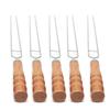 10pcs Outdoor Portable Barbecue Fork Stainless Steel Skewers with Wooden Handles Double Pronged Barbecue Tool Set