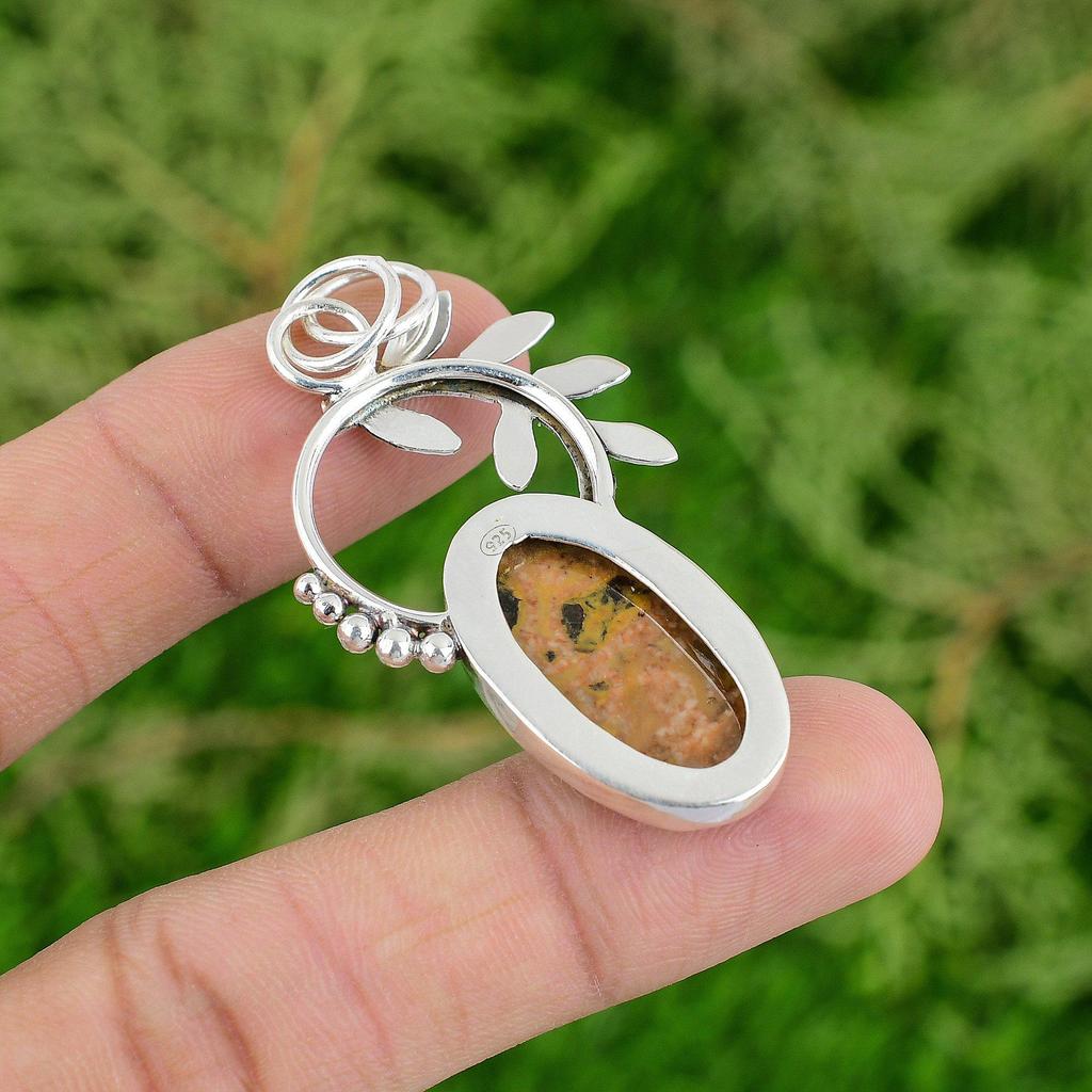 Daughters Day Sale Bauxite Gemstone 925 Sterling Silver Artisan Pendant Jewelry