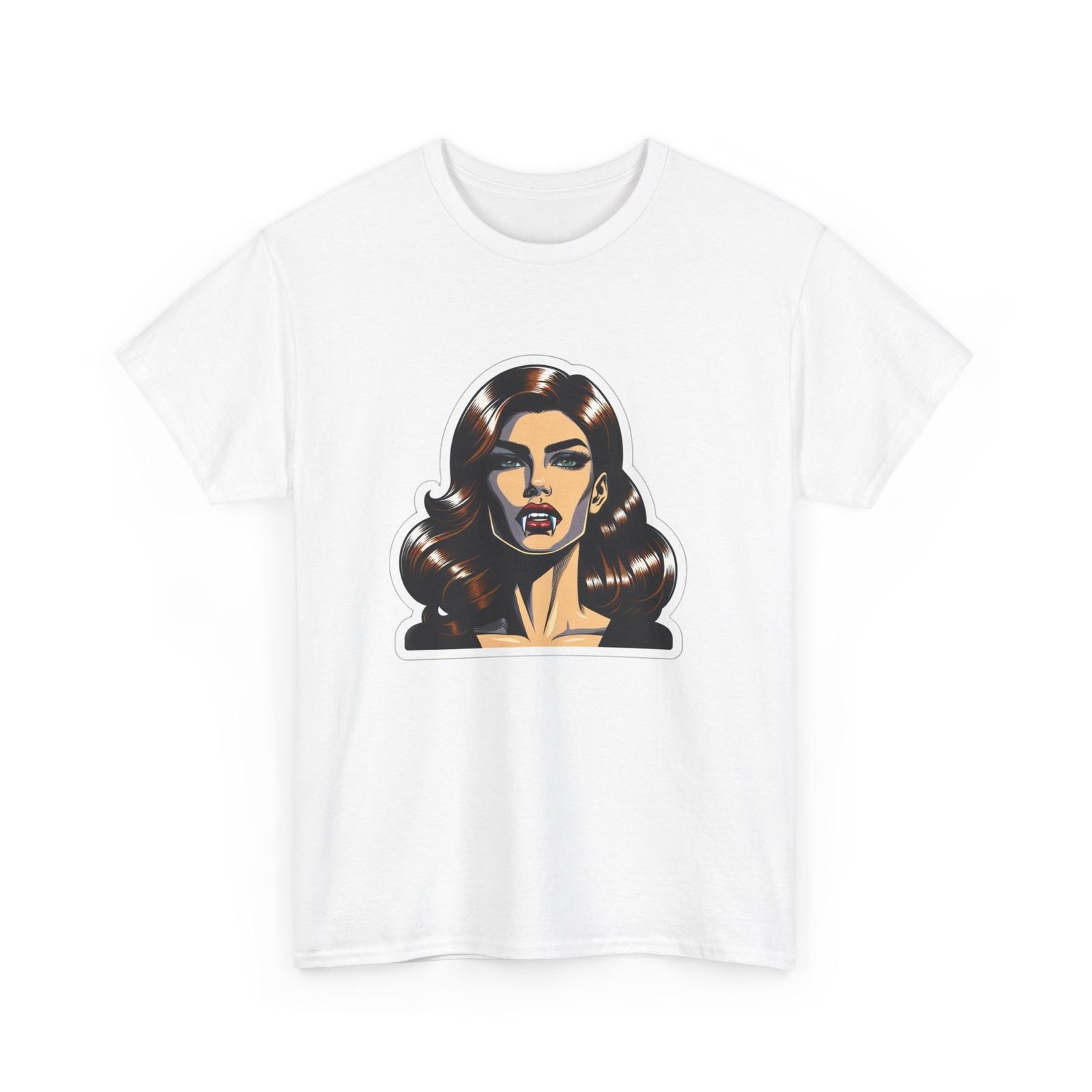 Unisex Adult T Shirt Pop Art Sexy Vampire Portrait Comic Book Style Retro Tee S разноцветный