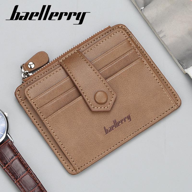 Baellerry Men's Korean Style Slim Card Holder: Multi-Card Slot, Driver's License Coin Purse with Simple Zipper Buckle