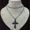 Gothic Cross Necklace For Women With Alloy Pendant And Punk Style Fashion Accessory
