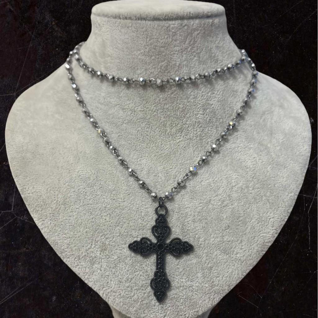 Gothic Cross Necklace For Women With Alloy Pendant And Punk Style Fashion Accessory