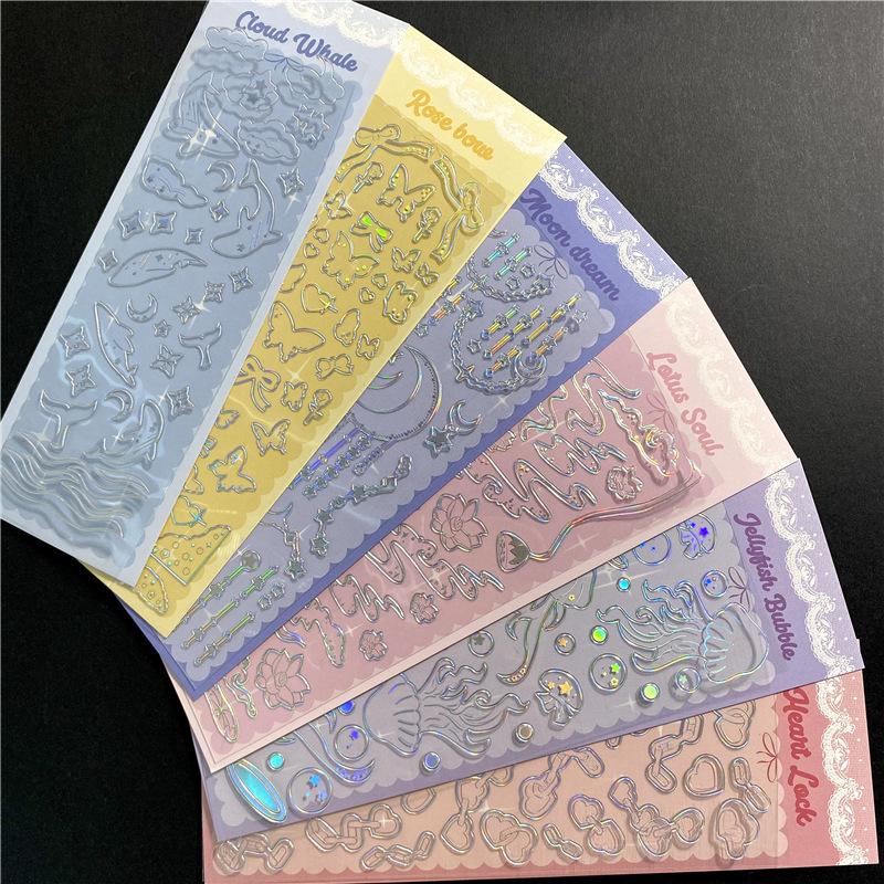 Ins Creative Laser Hot Stamping Sticker Butterfly Whale Stickers Idol Card Hand Account Decoration Stickers Kawaii Stationery