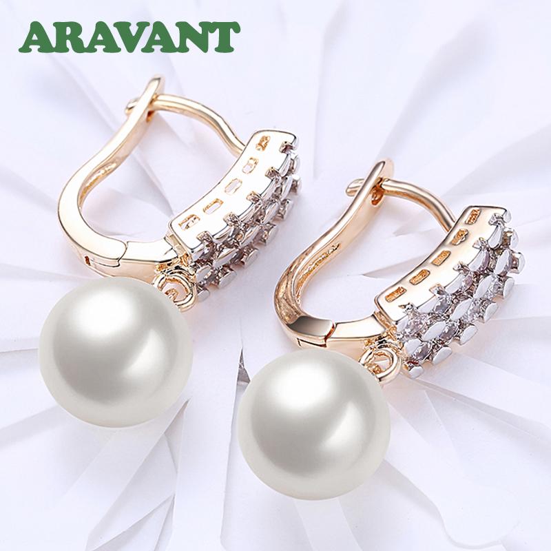 925 Silver 18k Gold Pearl Long Dangle Earring For Women Wedding Jewelry Gift