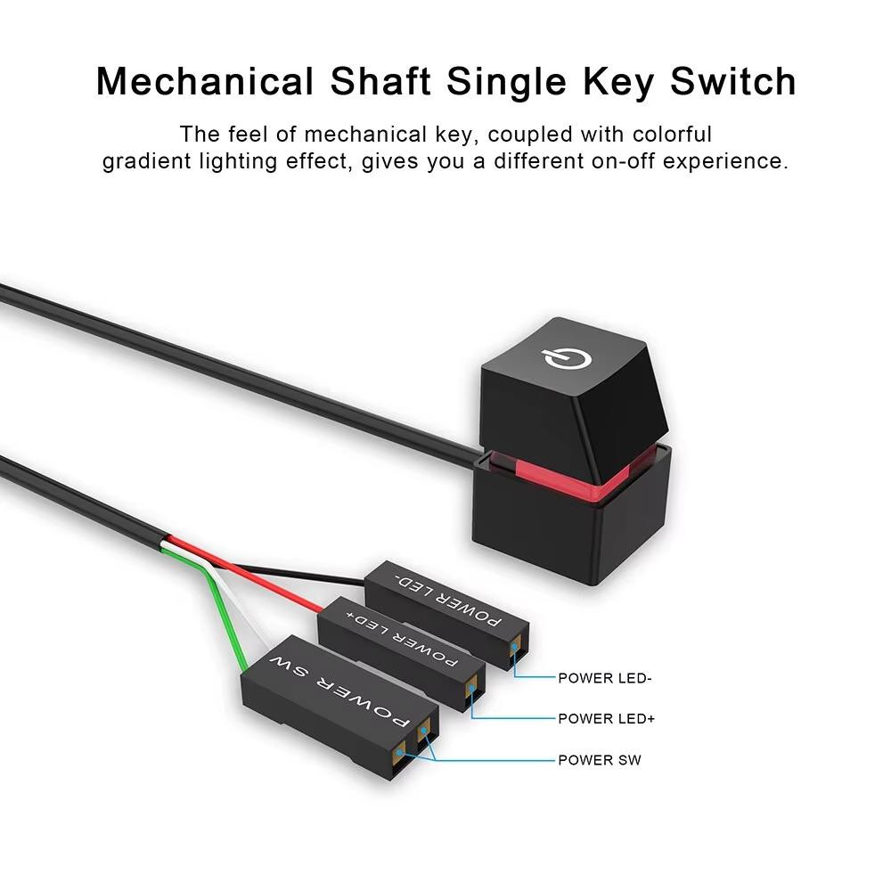 RGB LED Strip with Power Switch Cable PC Extension On/Off Square Button for Gaming Desktop Computer Home Office Setup
