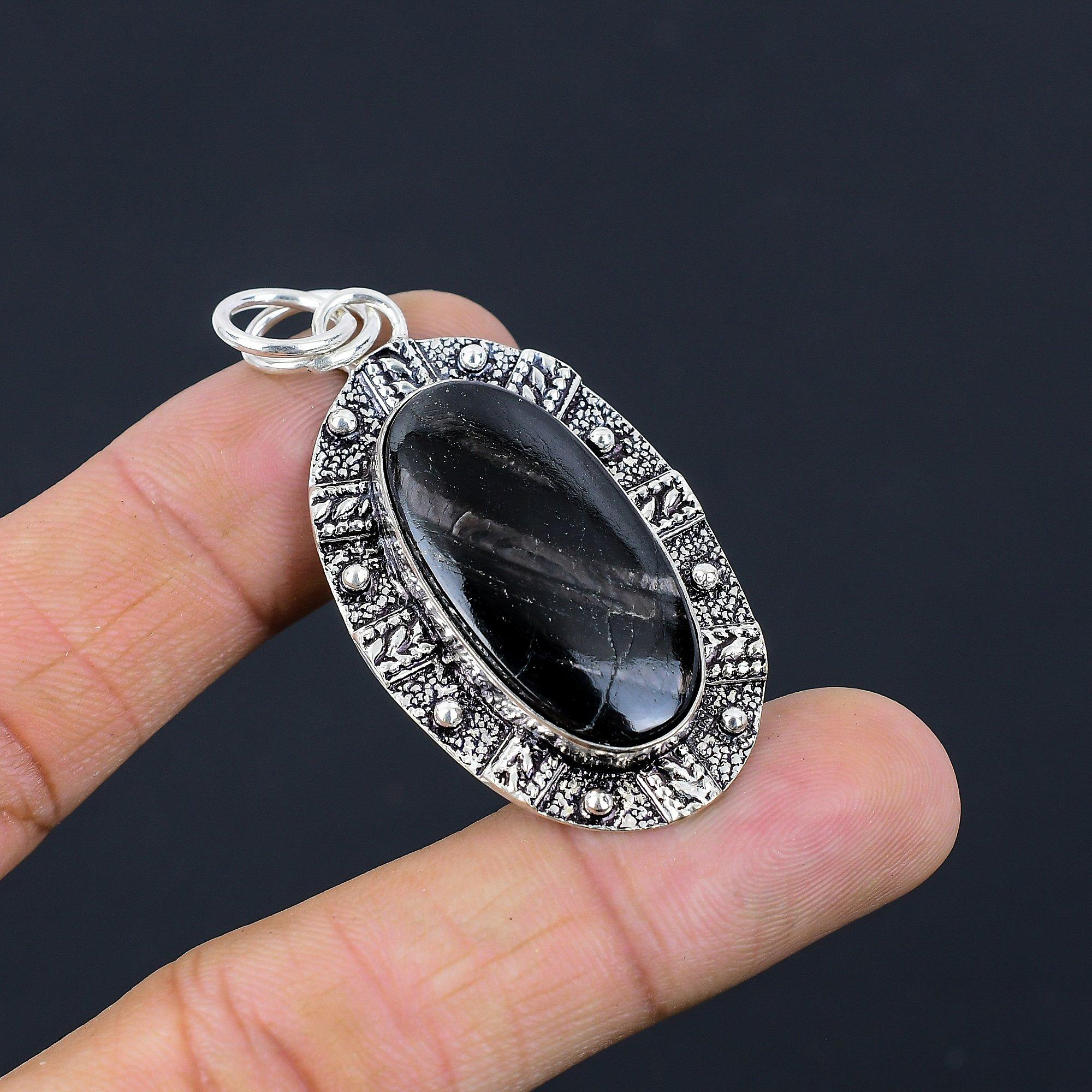 

Birthday Gift For Her Natural Hypersthene Gemstone Pendant 925 Sterling Silver