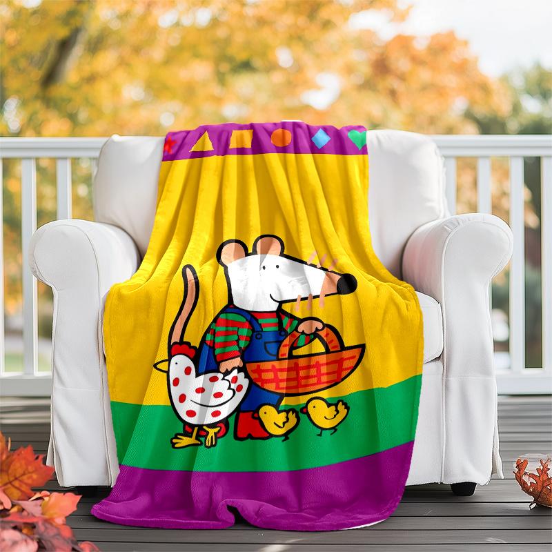 Maisy Mouse Theme Printed Blanket,Perfect for Couch, Bed, Travel & Outdoor Use | Machine Washable, Cozy & Durable.